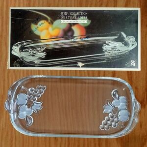 VINTAGE WMF GERMAN CRYSTAL GLASS SERVING TRAY" FROSTED FRUIT" COLLECTION